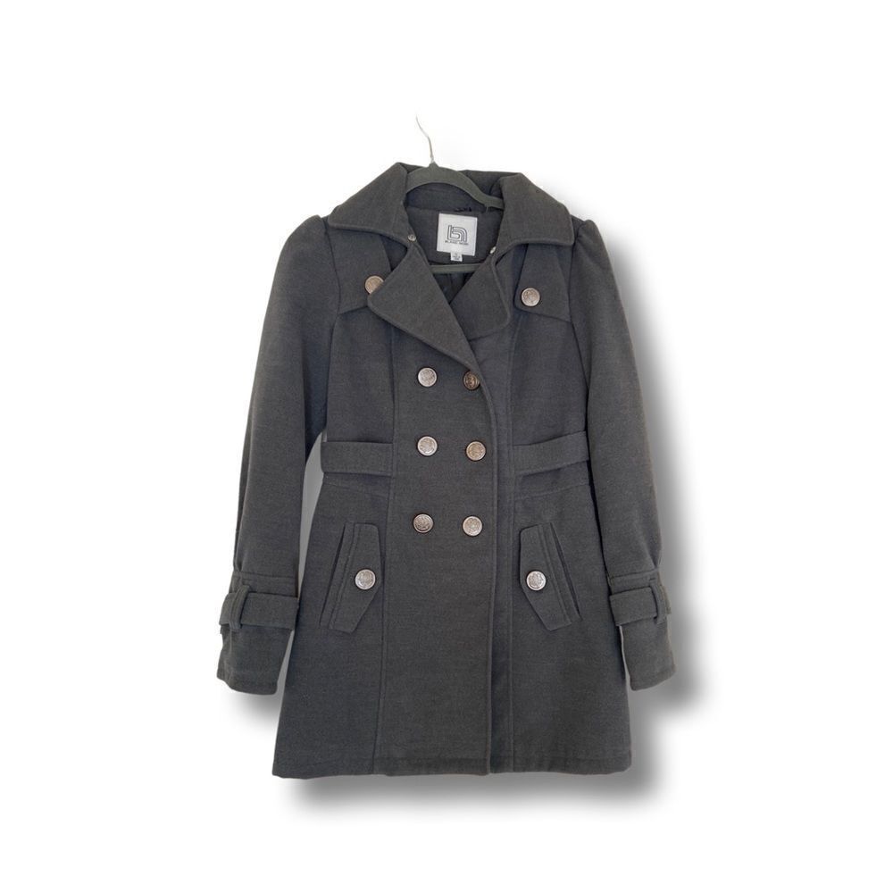 Blanc Noir Gray Pea Coat Double Breasted S